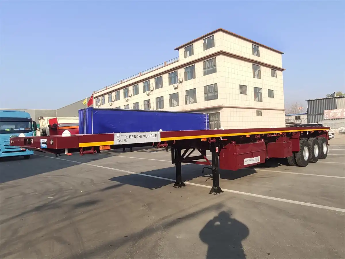 40ft-Flatbed-Semi-Trailer11 10 Axle Hydraulic Gooseneck Extendable Lowboy Trailer